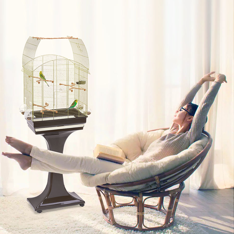 Imac Agata Delux Ayaklı Üstü Açılır Kuş Kafesi Mavi/Mor 58x33x62.5 cm - 2