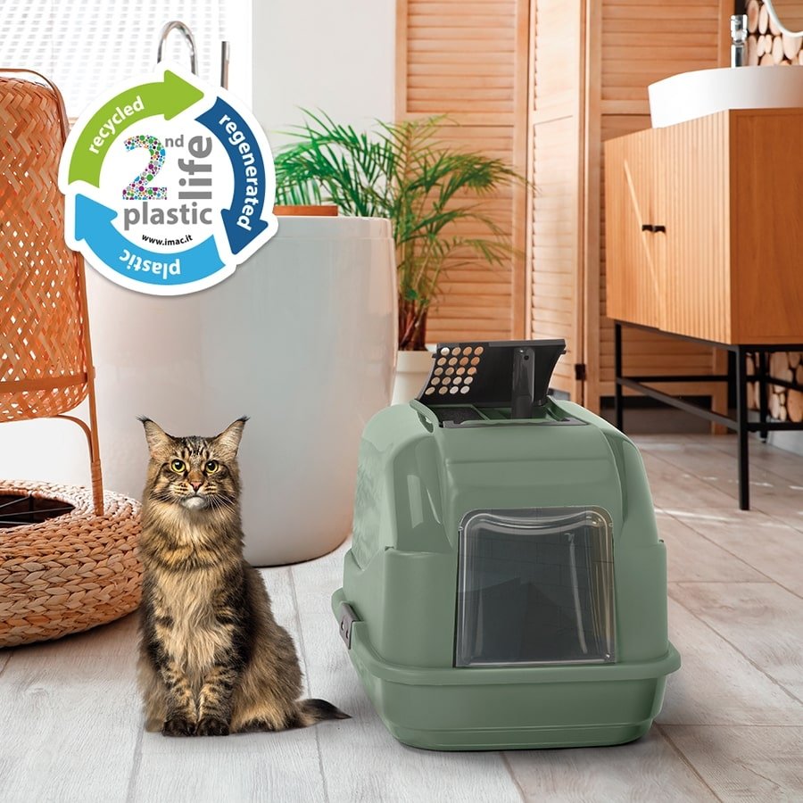 Imac Easy Cat 2nd Lıfe Kapalı Kedi Tuvaleti Yeşil 50x40x40cm - 2