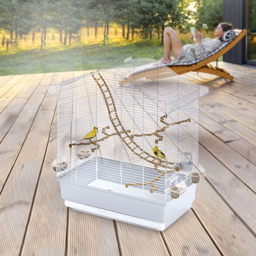 Imac Elettra New Kuş Kafesi Mavi/Beyaz 67x42.5x58.5 cm - 2