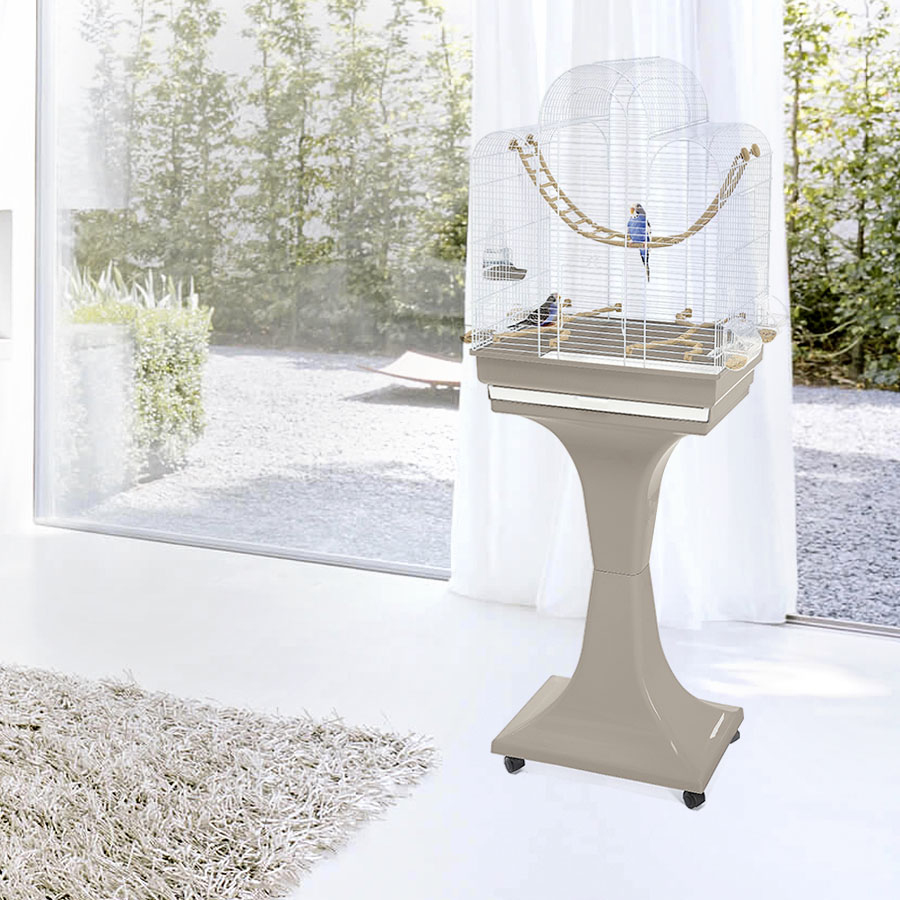 Imac Fiona Deluxe Ayaklı Kuş Kafesi Kahve/Beyaz 50x30x65/136 cm - 2