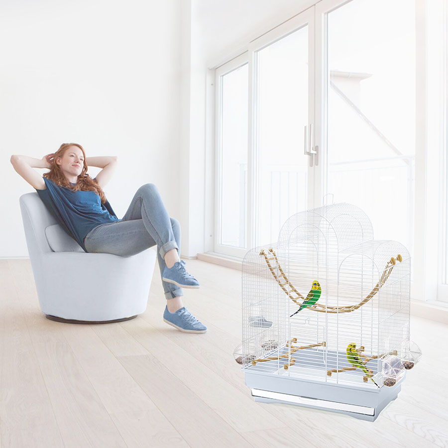 Imac Fiona Kuş Kafesi Mavi/Beyaz 50x30x65 cm - 2