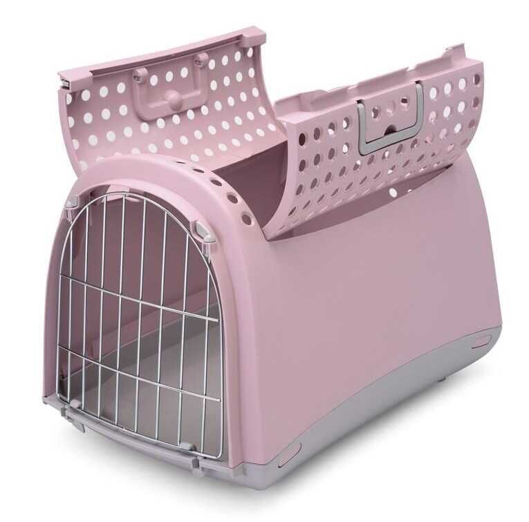Imac Linus Cabrio Üstü Açılabilir Kedi Taşıma Kafesi Pembe 50X32X34.5 Cm - 1