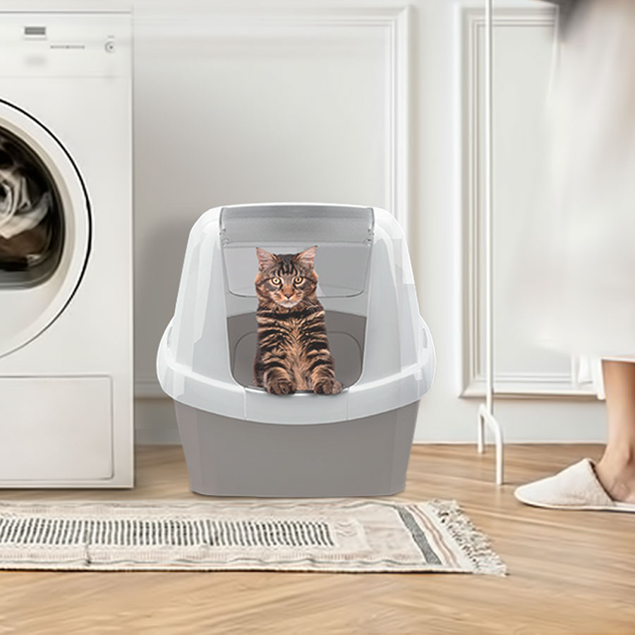 Imac Maddy Kapalı Kedi Tuvaleti Bej/Beyaz 65x47.5x47.5 cm - 2