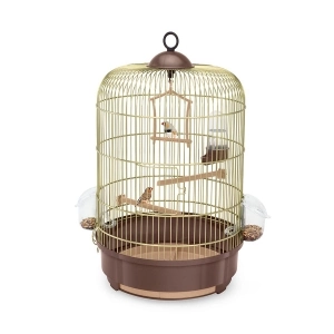 Imac Milly Yuvarlak Kuş Kafesi Kahve/Gold 33x53 cm