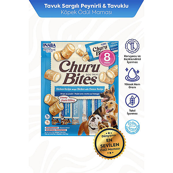Inaba Churu Bites Tavuklu ve Peynirli Köpek Ödül Maması 12 g (8'li)