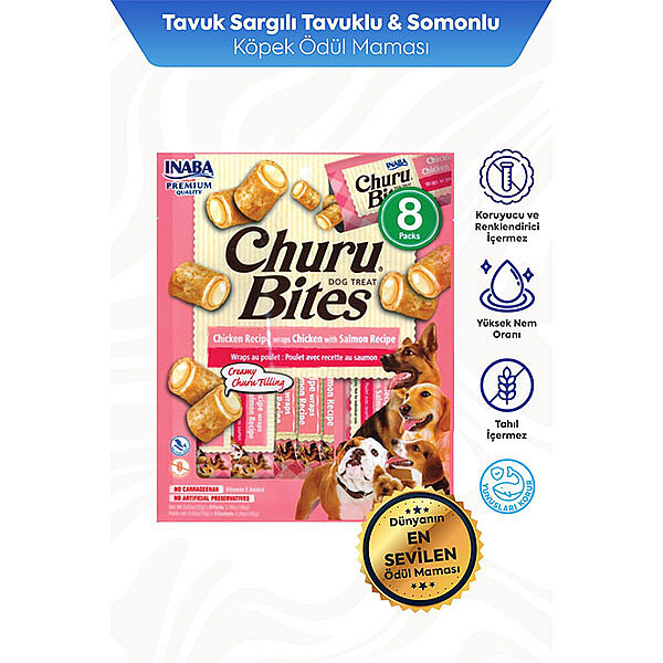 Inaba Churu Bites Tavuklu ve Somonlu Köpek Ödül Maması 12 g (8'li)