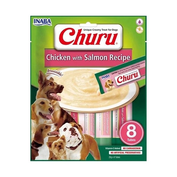 Inaba Ciao Churu Somonlu ve Tavuklu Tamamlayacı Köpek Ödül Maması 8 x 20 Gr - 1