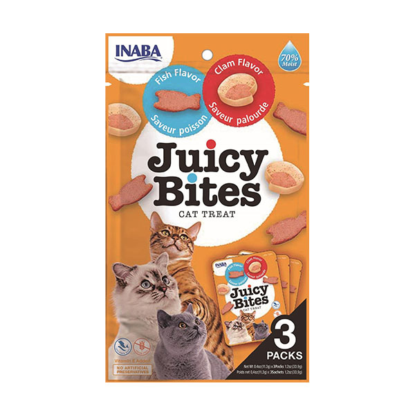 Inaba Ciao Juicy Bites Balıklı ve İstiridye Aromalı Kedi Ödül Maması 11,3 g (3'lü) - 1