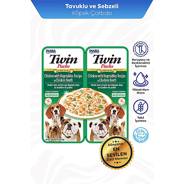 Inaba Twin Packs Tavuklu ve Sebzeli Köpek Ödül Maması 40 g (2'li)