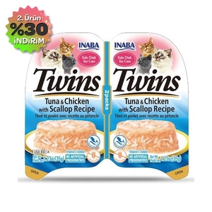 Inaba Twins Ton Balıklı, Deniz Taraklı ve Tavuklu Kedi Ödül Jölesi 35 g (2'li)
