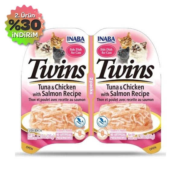 Inaba Twins Ton Balıklı, Somonlu ve Tavuklu Kedi Ödül Jölesi 35 g (2'li) - 1