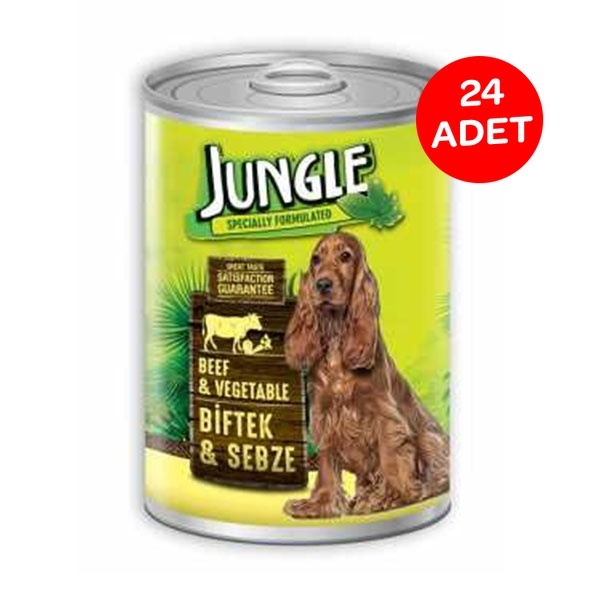 Jungle Biftekli Sebzeli Köpek Yaş Maması 415 GR X 24 Adet - 1