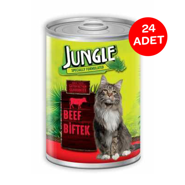 Jungle Biftekli Kedi Yaş Maması 415 GR X 24 Adet - 1