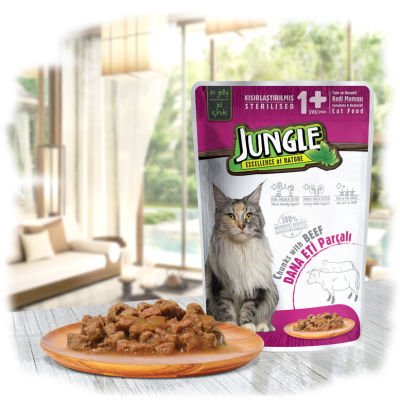 Jungle Biftekli Kısır Kedi Yaş Mama 100 GR - 1