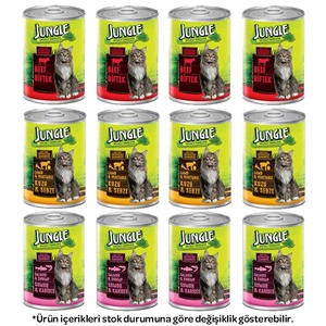 Jungle Karışık Kedi Yaş Maması 415 gr X 12 Adet