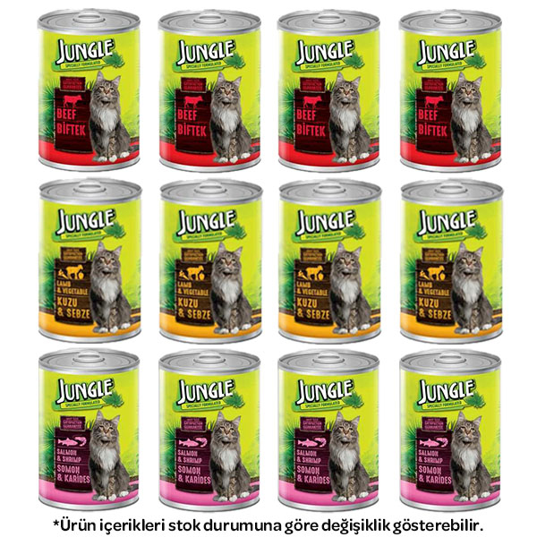 Jungle Karışık Kedi Yaş Maması 415 gr X 12 Adet - 1