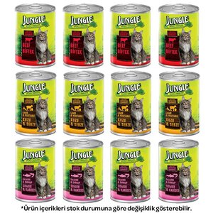 Jungle Karışık Kedi Yaş Maması 415 gr X 12 Adet