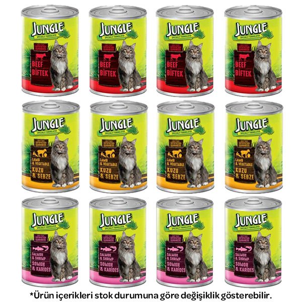 Jungle Karışık Kedi Yaş Maması 415 gr X 12 Adet - 1