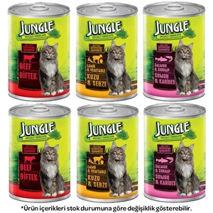 Jungle Karışık Kedi Yaş Maması 415 gr X 6 Adet