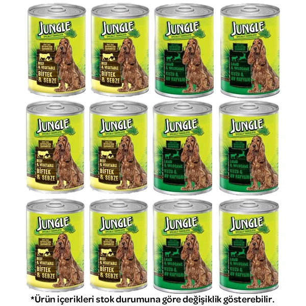 Jungle Karışık Köpek Yaş Maması 415 gr X 12 Adet - 1