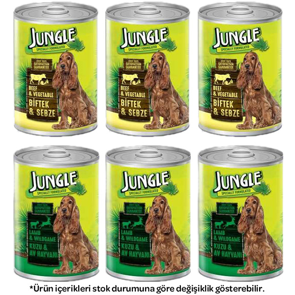 Jungle Karışık Köpek Yaş Maması 415 gr X 6 Adet - 1