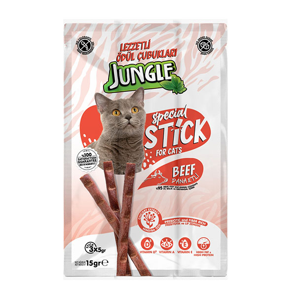 Jungle Kedi Stick Dana Etli Ödül Çubuğu 3'Lü 5 Gr - 1