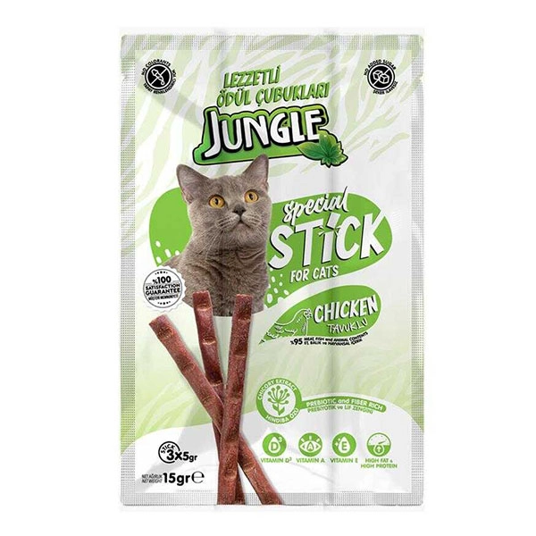 Jungle Kedi Stick Tavuklu Ödül Çubuğu 3'Lü 5 Gr - 1
