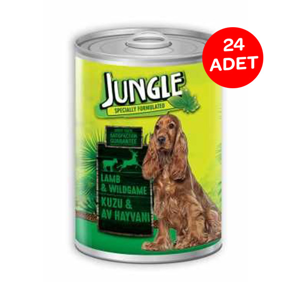 Jungle Kuzu Etli Av Hayvanlı Köpek Yaş Maması 415 GR X 24 Adet - 1