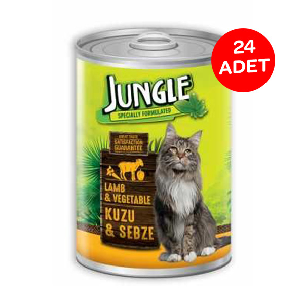 Jungle Kuzu Etli Sebzeli Kedi Yaş Maması 415 GR X 24 Adet - 1
