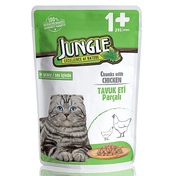 Jungle Pouch Parça Tavuklu Soslu Kedi Yaş Maması 100 g