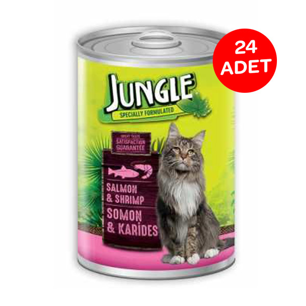 Jungle Somonlu Karidesli Kedi Yaş Maması 415 GR X 24 Adet - 1