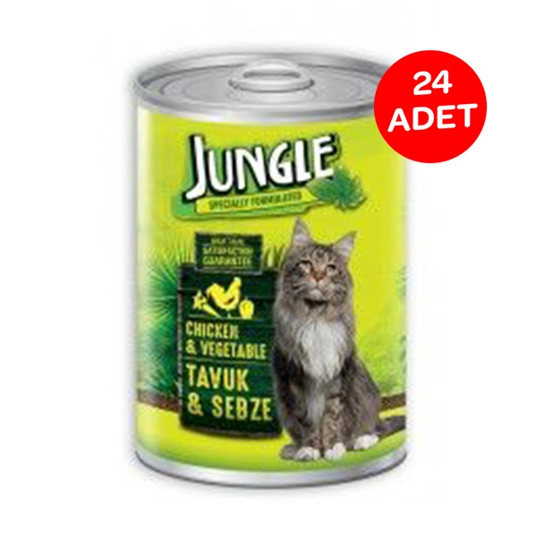 Jungle Tavuklu Sebzeli Kedi Konservesi 415 GR X 24 Adet - 1