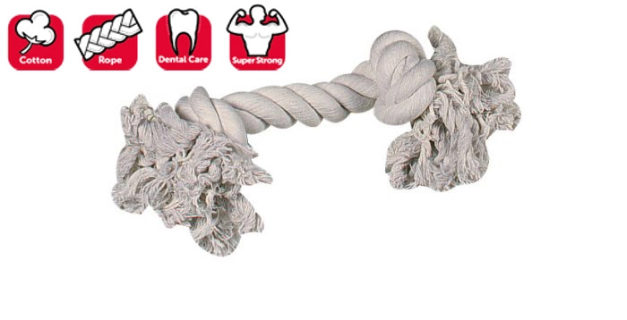 Karlıe 2 Düğümlü İp Köpek Oyu. L 35 Cm Beyaz - 1