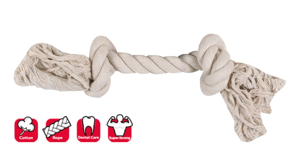 Karlıe 2 Düğümlü İp Köpek Oyu. S 22 Cm Beyaz - 1