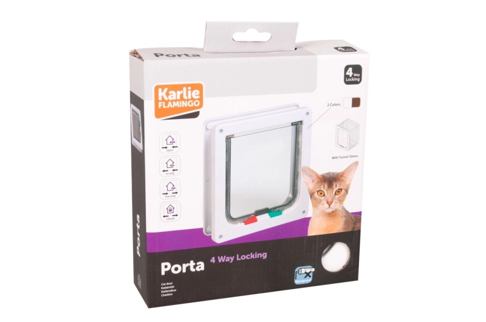 Karlıe 4 Yön Kilitli Kedi Kapısı 19,2x20cm Beyaz - 1