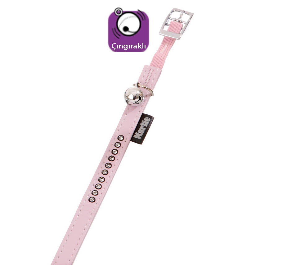Karlıe Deri Taşlı Kedi Tas.xs 30cm-11mm Toz Pembe - 1