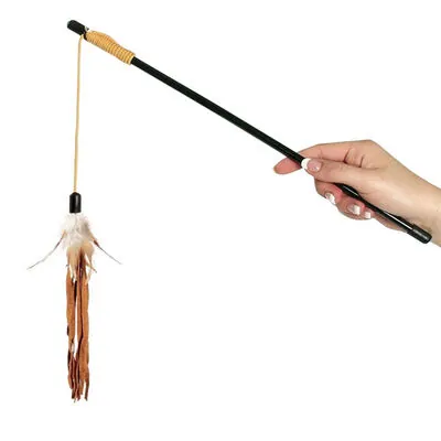 Flamingo Deri Tüylü Kedi Oltası 50 cm - 1