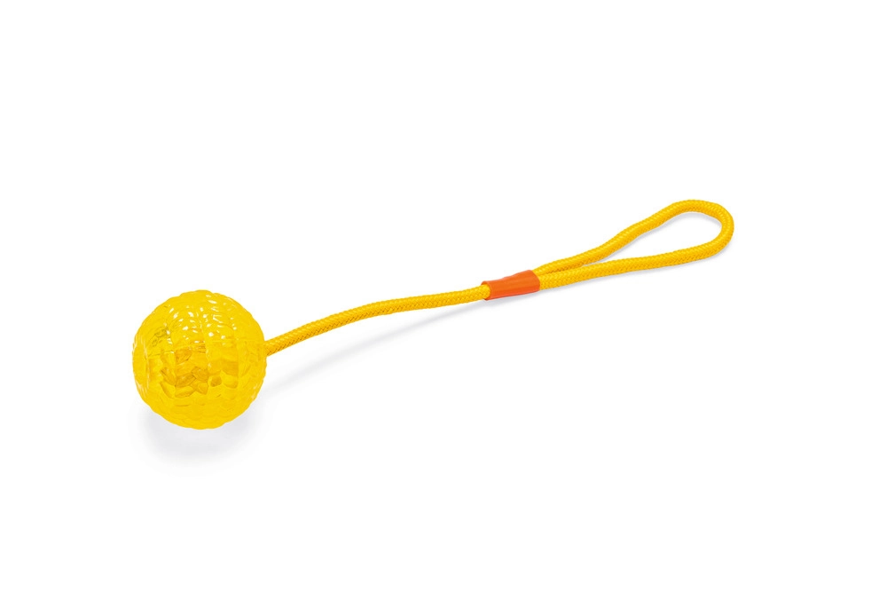 Karlıe İpli Plastik Top Köpek Oyuncağı Sarı 16cm - 1