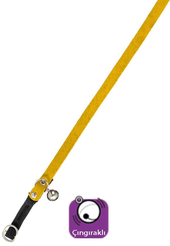 Karlıe Kadife Kedi Tasma Çıng. 30cm Sarı - 1
