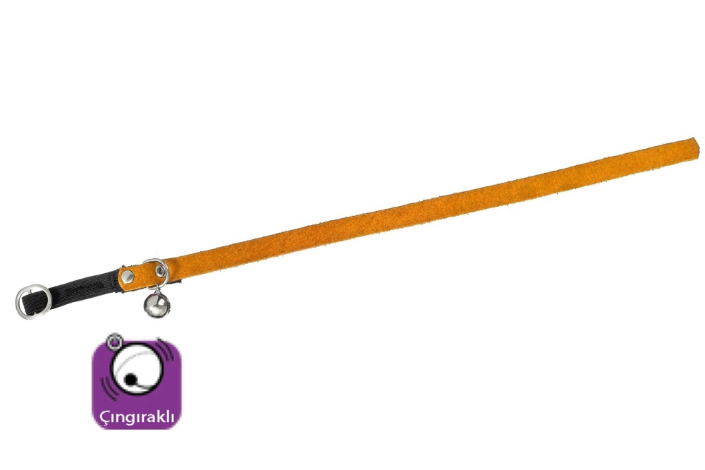 Karlıe Kadife Kedi Tasma Çıng. 30cm Turuncu - 1