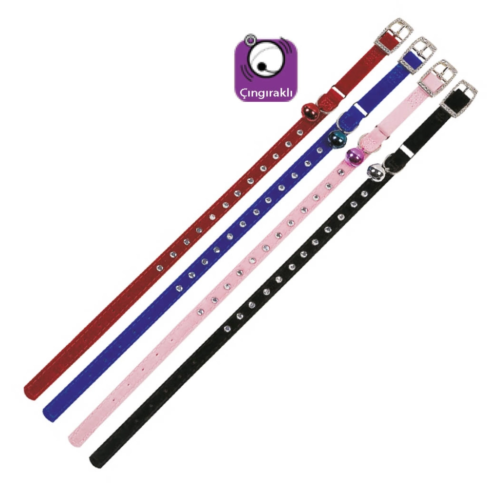 Karlıe Kadife Taşlı Kedi Boyun Tasma 30cm-10mm - 1