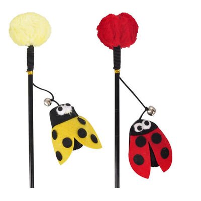 Flamingo Peluş Uğur Böceği Figürlü Kedi Oltası - 1