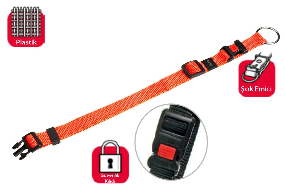 Karlıe Kilitli Boyun Tasma L 45-65 Cm Turuncu - 1