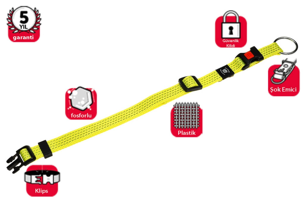 Karlıe Kilitli Boyun Tasma M 40-55 Cm Sarı - 1