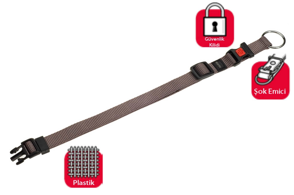 Karlıe Kilitli Boyun Tasma M 40-55cm Gri - 1