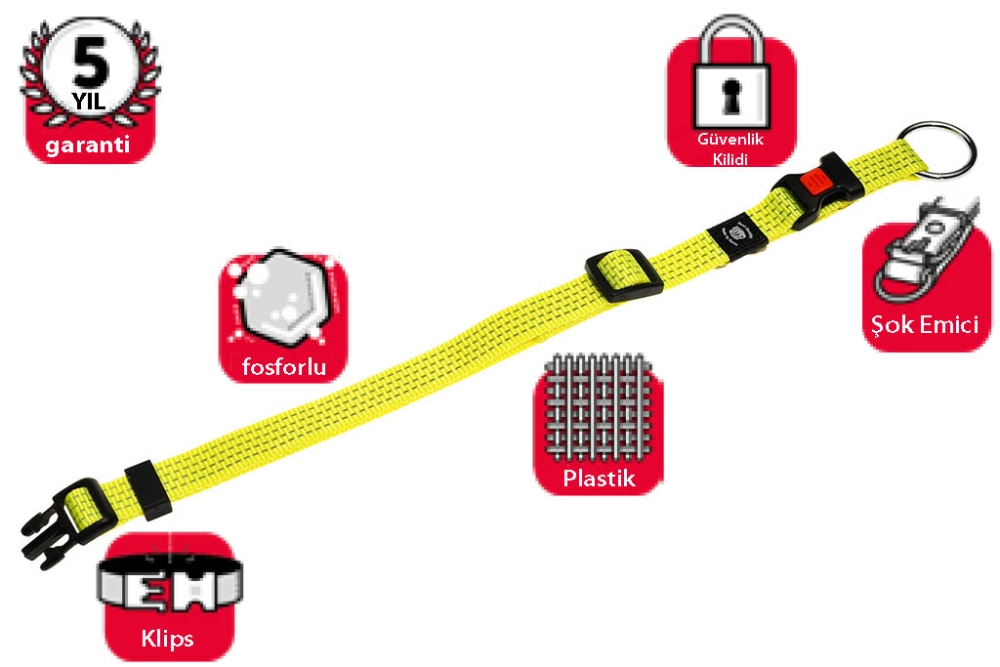 Karlıe Kilitli Boyun Tasma S 30-45 Cm Sarı - 1