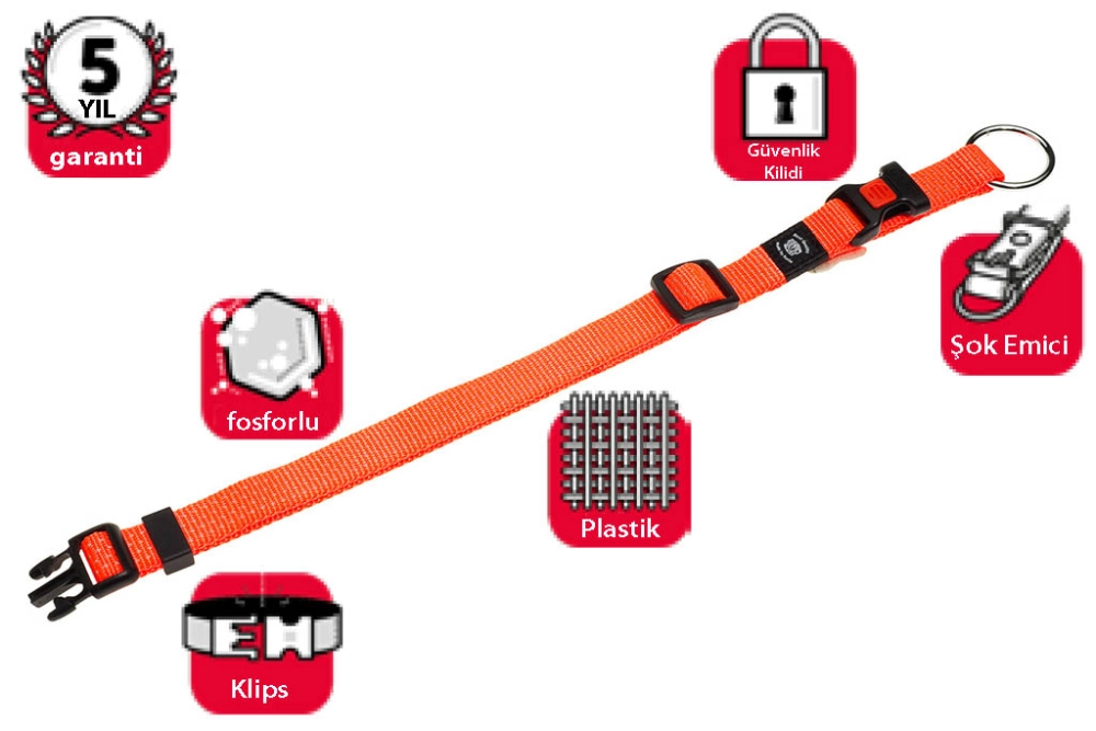 Karlıe Kilitli Boyun Tasma S 30-45 Cm Turuncu - 1