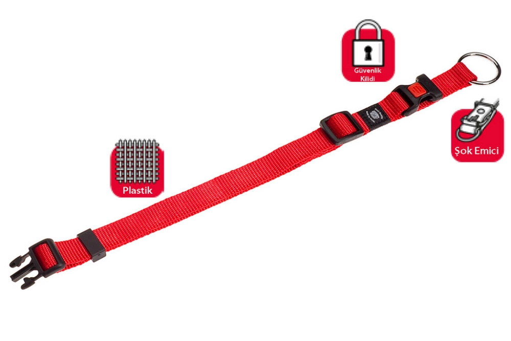 Karlıe Kilitli Boyun Tasması L 45-65 Cm Kırmızı - 1