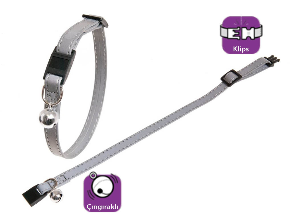 Karlie Reflektörlü Kedi Tasma Çıng. 30cm Gümüş - 1