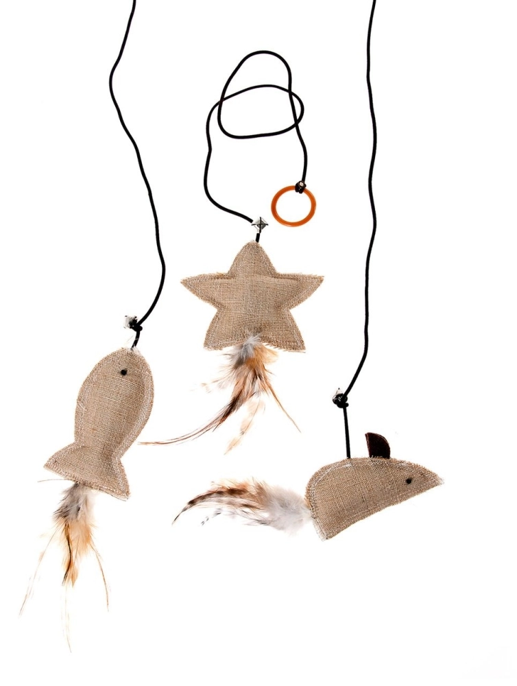 Karlıe Tüylü Ve İpli Kedi Oyuncağı 10 Cm - 1